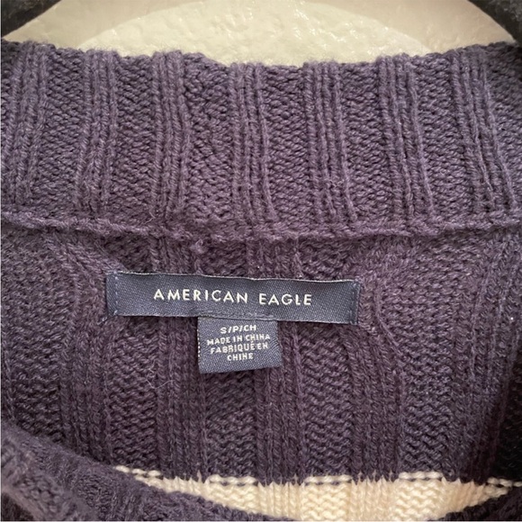 American Eagle Striped Ribbed Cropped Sweater – Size Small - Picture 2 of 6
